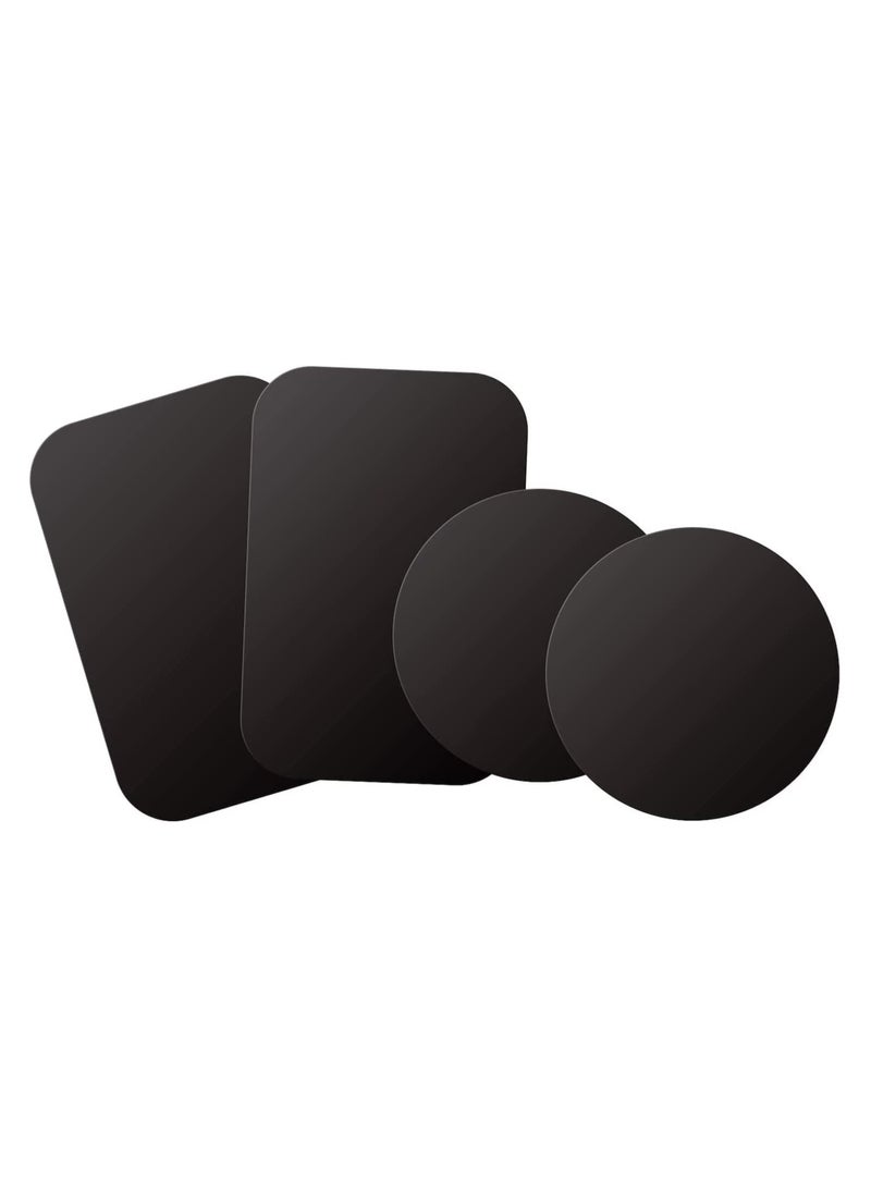 DUSALA Mount Metal Plate with Adhesive for Magnetic Cradle Less Mount  X4 Pack 2 Rectangle and 2 Round Compatible with Magnetic mounts (Black) - Image 1