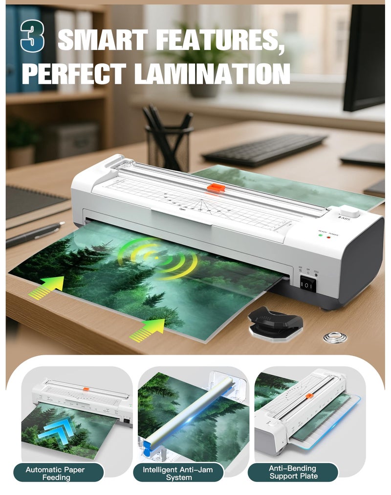 OidoZac Laminator Machine 13 Inch Lamination Machine with Auto Paper Feed, Never Jam A3 Thermal Lamination, 20 Laminating Sheets 10-in-1 Laminator with Cutter, Trimmer & Corner Rounder for Office School Home - Image 2