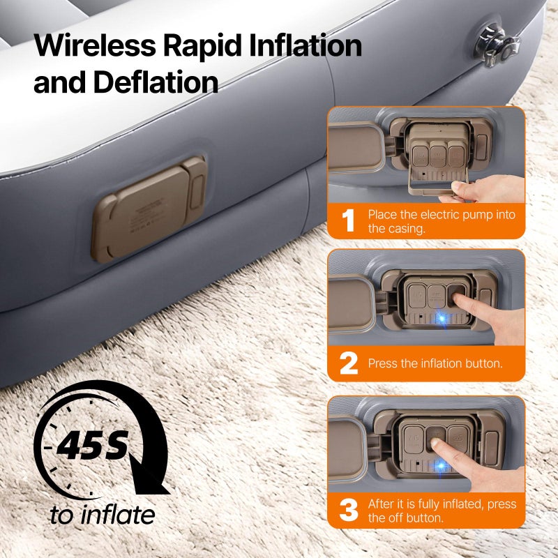 OGERY Inflatable Toddler Travel Bed with Cordless Rechargeable and Detachable Air Pump and Tent, Portable Kids Air Mattress with 4 Sides Safety Bumpers Ideal for Home, Grandma's, Camping, Traveling - Image 2
