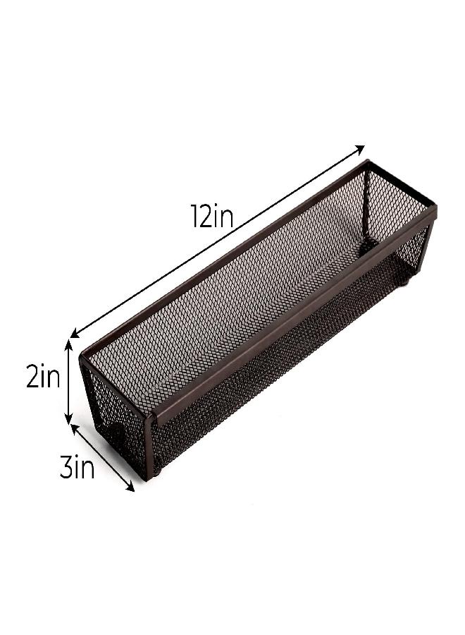 Smart Design Drawer Organizer - 12 x 3 Inch - Steel Metal Mesh Tray - with Interlocking Arm Connection - Utensils, Silverware, Organization - Kitchen - Bronze - Image 2
