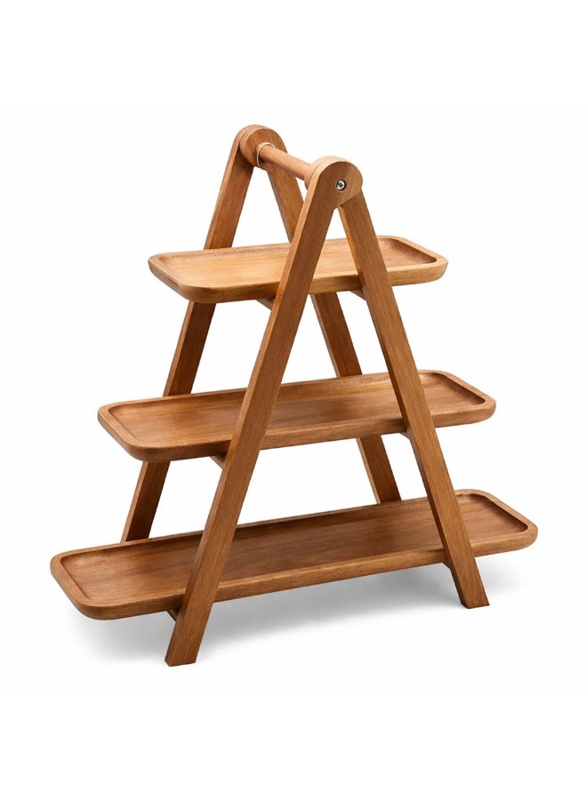 Bien Servi 3-Tier High Quality Acacia Wood Serving Plate Set Brown 38.5 x 17.2 x 39.5 cm PS250S3A - Image 1