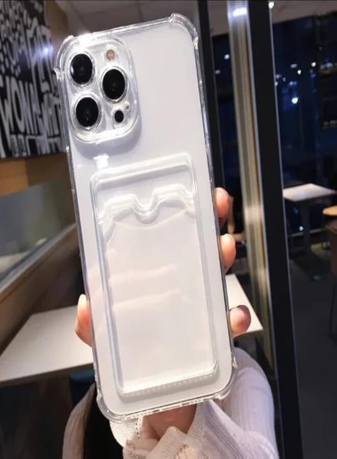 Next Next store Ultra Slim Silicone Card Holder Phone Case Compatible with iPhone 14 Pro, Premium Wallet Back Cover (Clear)