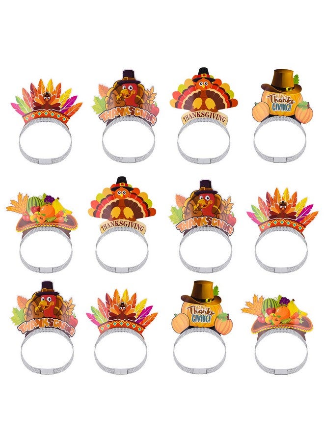 ASTARON 12 Pieces Thanksgiving Headbands for Thanksgiving Decorations, Thanksgiving Turkey Headbands for Thanksgiving Dinner Decor Thanksgiving Party Supplies - Image 1