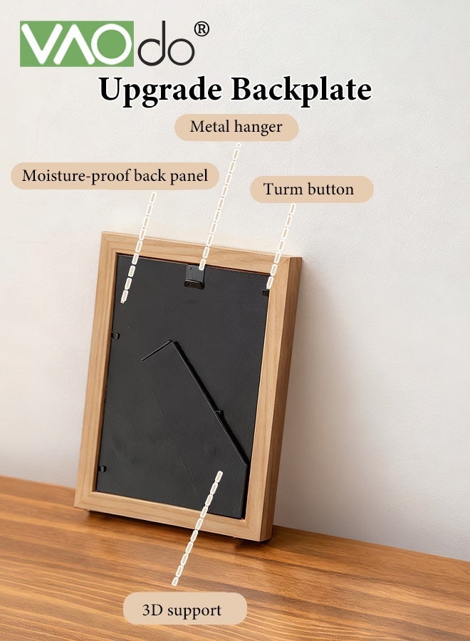 فاو دو 3 قطع إطارات صور، مجموعة إطارات صور زخرفية، إطارات عرض صور كلاسيكية بلون الخشب، ديكور للمكتب المنزلي والمهجع والمدرسة 20.3*25.4 سم - Image 4