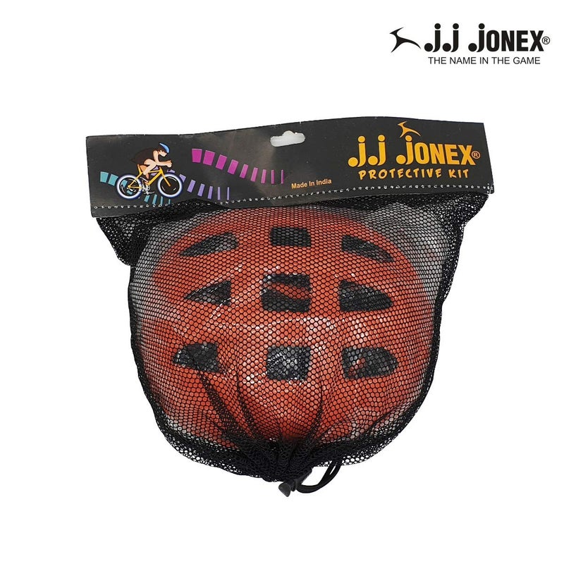 Jonex حماية التزلج JJ، مجموعة حماية التزلج | مجموعة حماية التزلج وركوب الدراجات | متعددة الرياضات للأطفال من عمر 5-16 سنة | خوذة، واقيات كوع، واقيات ركب، وقفازات يد | برتقالي | حجم - كبير | - Image 4