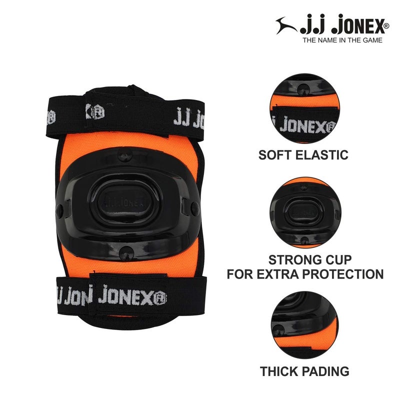 Jonex حماية التزلج JJ، مجموعة حماية التزلج | مجموعة حماية التزلج وركوب الدراجات | متعددة الرياضات للأطفال من عمر 5-16 سنة | خوذة، واقيات كوع، واقيات ركب، وقفازات يد | برتقالي | حجم - كبير | - Image 3