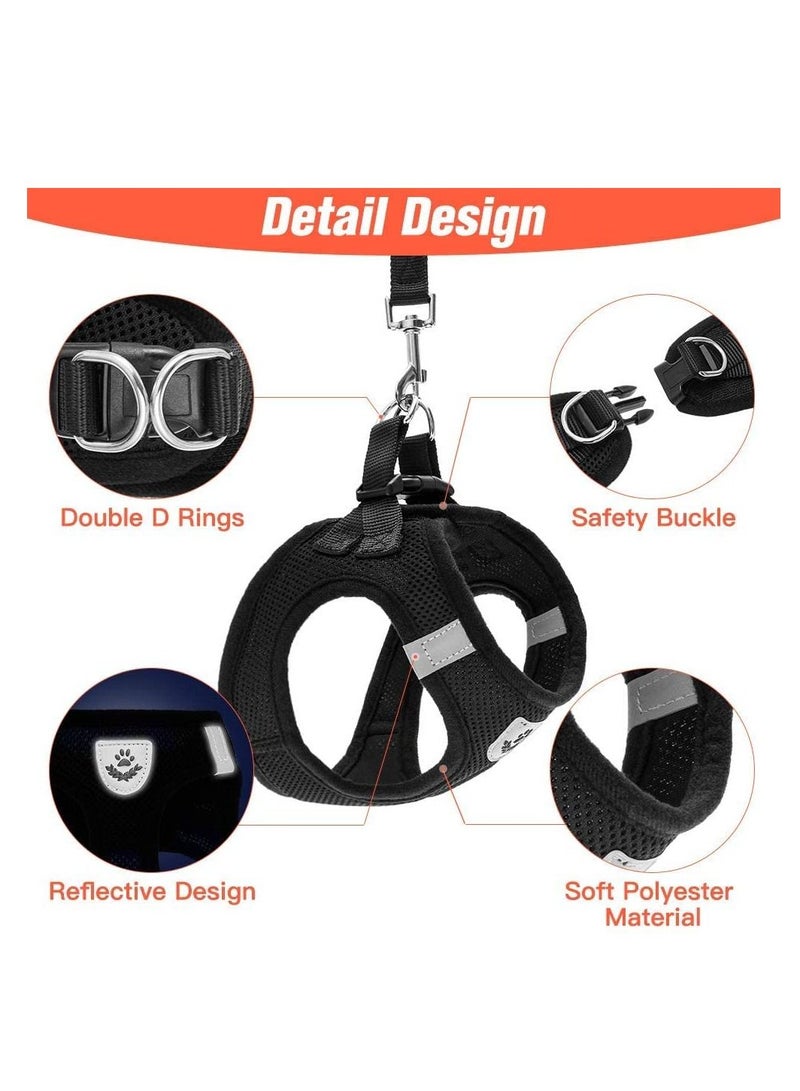 Cat Dog Adjustable Harness Vest Walking Lead Leash for Puppy Dogs Collar Polyester Mesh Harness- L Size Black - Image 3