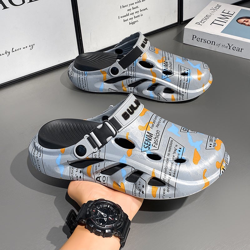 Parent-Child Style Clogs, Summer Couple'S Outdoor Printed Thick-Soled Non-Slip Beach Sandals, Casual Versatile Slippers For Men And Women - Image 1