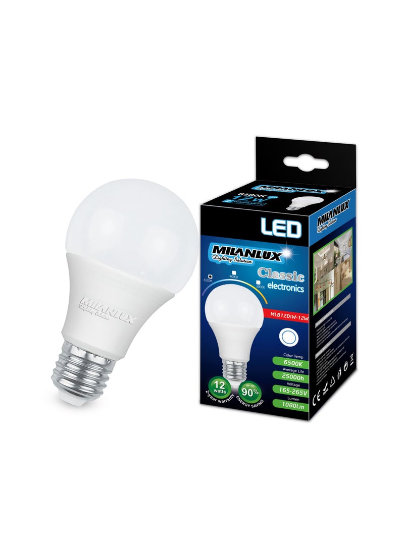 MILANLUX Milanlux Led Bulb, Non-Dimmable , 1080 Lumen, Day-Light White (6500), 12W = 75W, E27 Base, Buy 3 Get 2 Free  - Image 2