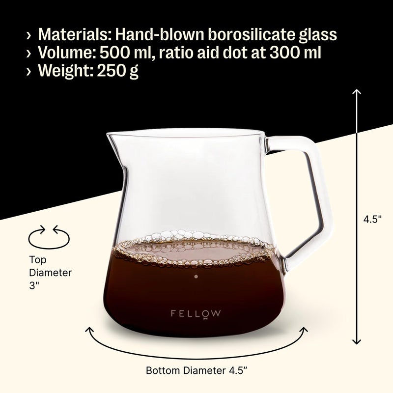 Fellow Mighty Small Glass Carafe - Manual Pour Over Coffee Beaker and Tea Steeper, Borosilicate Glass Decanter, 16.9 oz Clear Container - Image 4