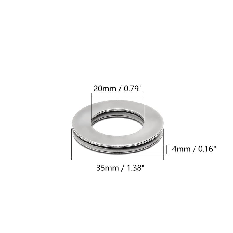 Othmro 2 Sets AXK2035 Needle Roller Bearings Thrust Bearing w 4 Washers 20mm ID 35mm OD 4mm Thk GCr15 Small Bearings for Lawn Mower Truck Power Steering - Image 2