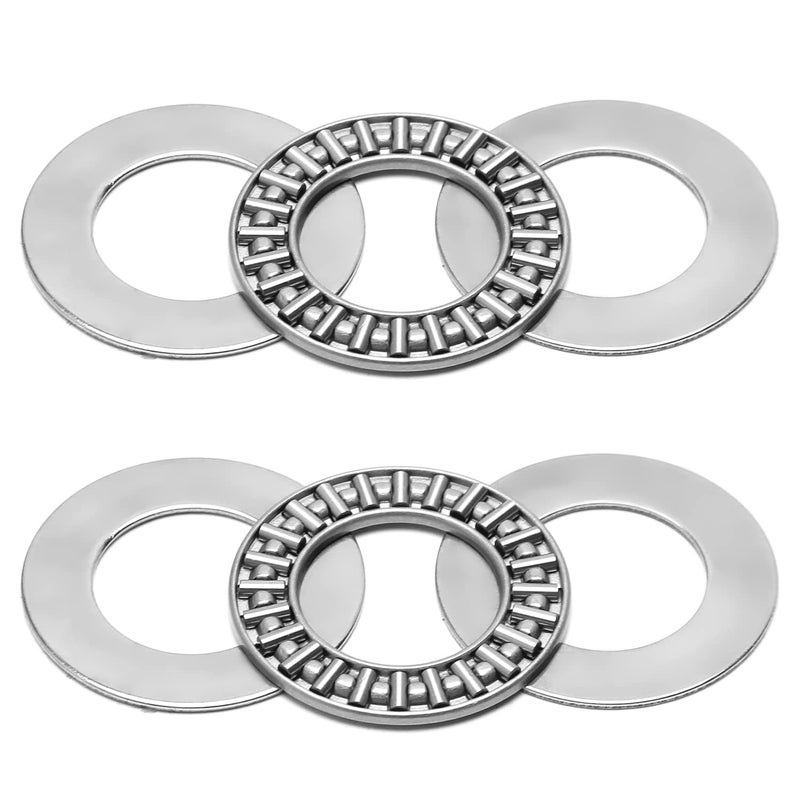 Othmro 2 Sets AXK2035 Needle Roller Bearings Thrust Bearing w 4 Washers 20mm ID 35mm OD 4mm Thk GCr15 Small Bearings for Lawn Mower Truck Power Steering - Image 3