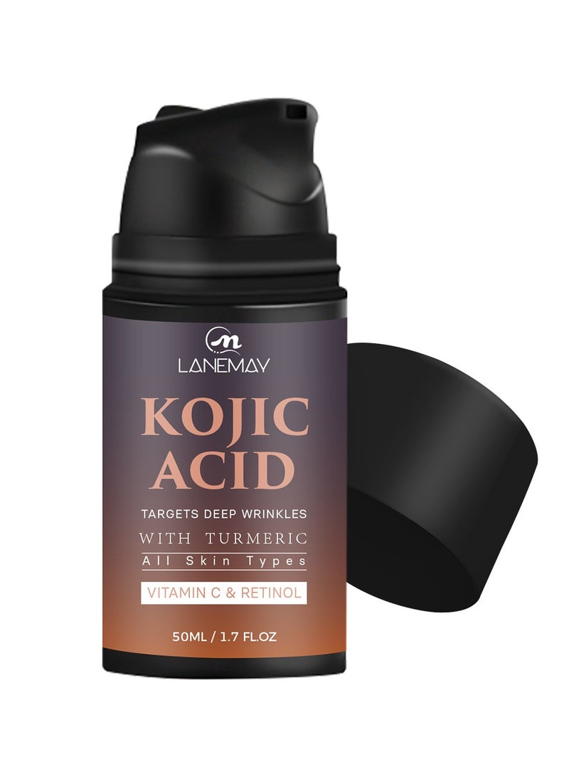 LANEMAY كريم وجه فيتامين سي وحمض كوجيك وريتينول – مرطب مضاد للشيخوخة مشدّد ومضيء وإصلاح التجاعيد للعناية بالبشرة - Image 1