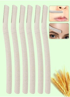 6 Pcs Eyebrow Razor Biodegradable Face Razor Eyebrow Shaper Recycled Wheat Straw Material Face Facial Razors Biodegradable Eyebrow Razor Eco Friendly Beauty Tool Stainless Steel Brow Razor
