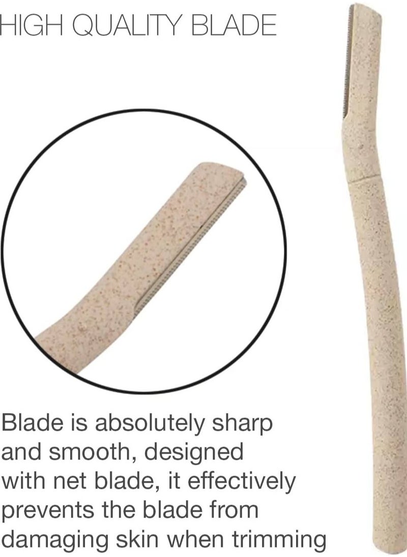 Kanza - 6 Pcs Eyebrow Razor Biodegradable Face Razor Eyebrow Shaper Recycled Wheat Straw Material Face Facial Razors Biodegradable Eyebrow Razor Eco Friendly Beauty Tool Stainless Steel Brow Razor - Image 1