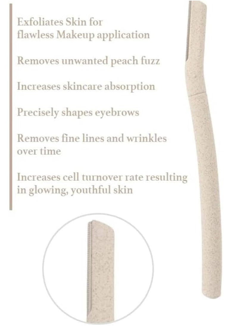 Kanza - 6 Pcs Eyebrow Razor Biodegradable Face Razor Eyebrow Shaper Recycled Wheat Straw Material Face Facial Razors Biodegradable Eyebrow Razor Eco Friendly Beauty Tool Stainless Steel Brow Razor - Image 1
