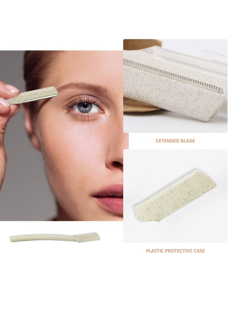 Kanza - 6 Pcs Eyebrow Razor Biodegradable Face Razor Eyebrow Shaper Recycled Wheat Straw Material Face Facial Razors Biodegradable Eyebrow Razor Eco Friendly Beauty Tool Stainless Steel Brow Razor - Image 1