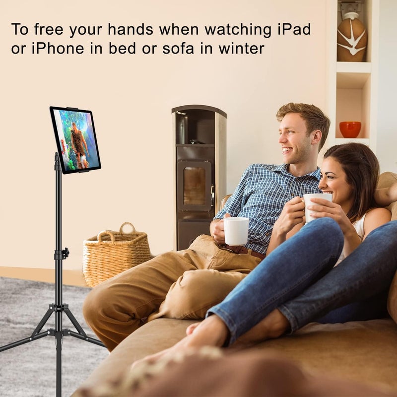 SAMHOUSING Ipad Tripod Stand, with 65 inch Height Adjustable iPad Stand Holder & iPad Floor Stand with 360° Rotating iPad Tripod Mount for iPad Pro, iPhone, Kindle, and All 4.5-12.9 Inch Tablets - Image 2