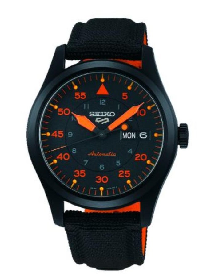 Seiko Men's Hand Watch 5 SPORTS Black Nylon Strap, Black Dial SRPH33K1 