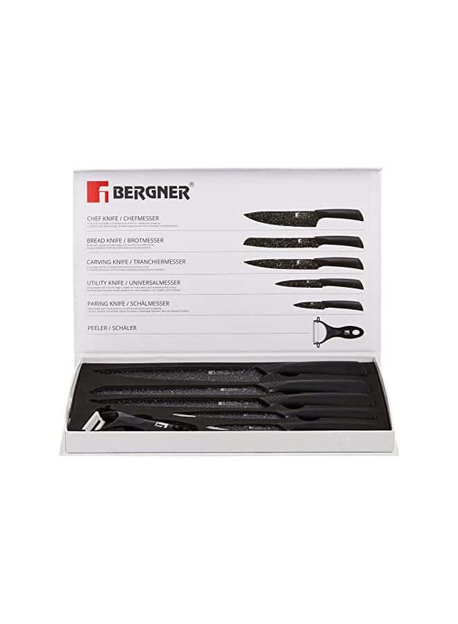BERGNER طقم سكاكين برغامو 6 قطع في صندوق، ستانلس ستيل، أسود، Bg9080Mbb - Image 3