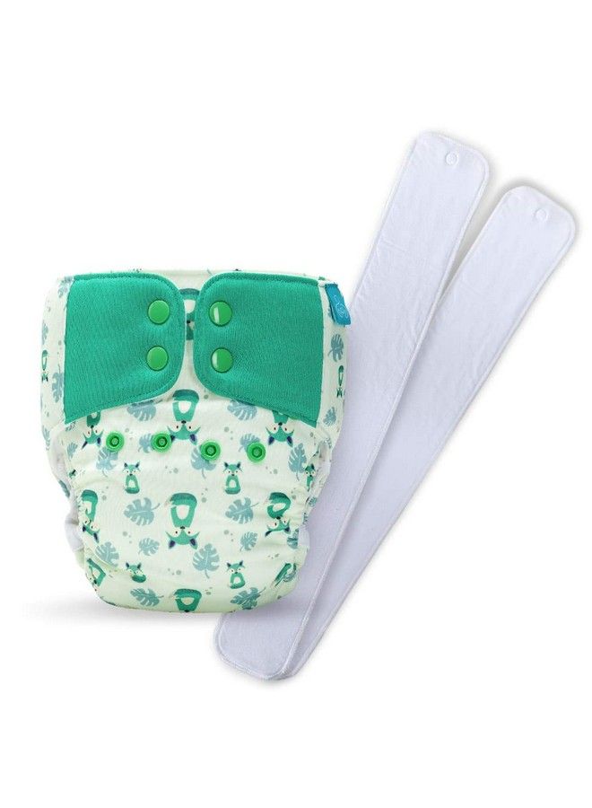 Bumberry Baby Cloth Diaper Waterproof Reusable Adjustable Pocket Diaper 2.0 With Leg Gusset Wet Free Lining & 2 Extra Long Cotton Inserts(6 36 Months Fuzzy Fox) - Image 1