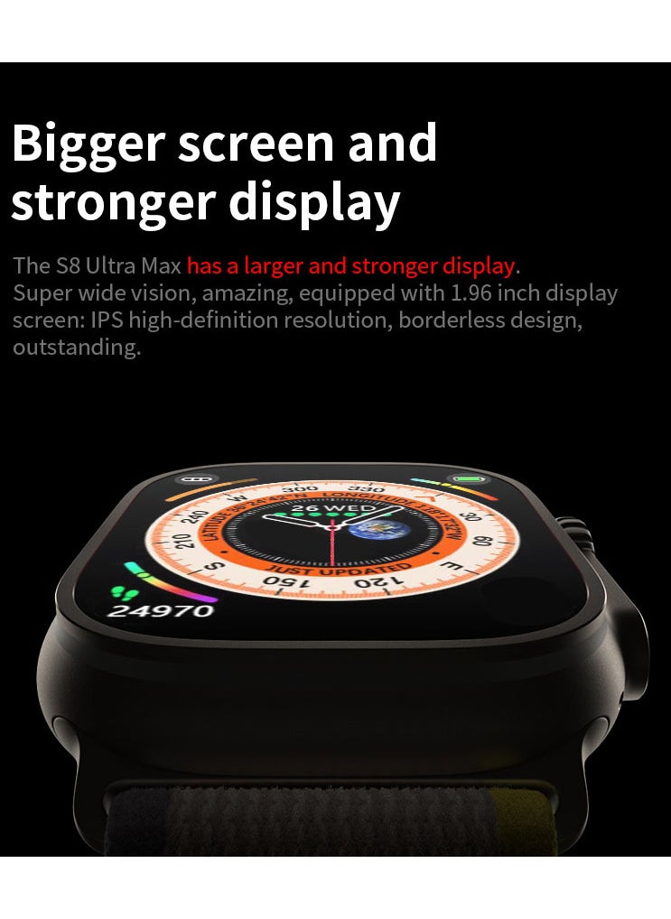 S8 Ultra S8 Ultra Max Smartwatch Series 8 Answer Call 49mm Size 2.08" Screen NFC Sports Wireless Charging Black  - Image 5
