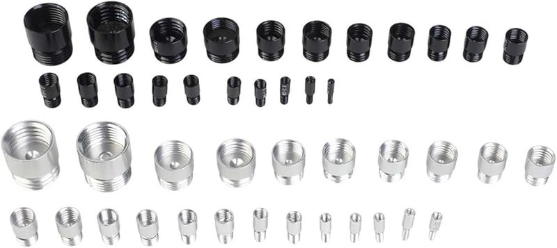 44 قطعة مجموعة أدوات قياس حجم البراغي والصواميل من الألومنيوم الأسود والفضي مع علبة - Image 1