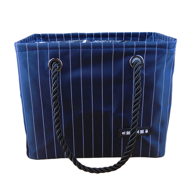 Portable Bath Shower Bag Waterproof Folding Toiletry Basket Large Capacity Bath Organizer for Shampoo Conditioner Soap and Other Bathroom Accessories (Navy Blue) - Image 1