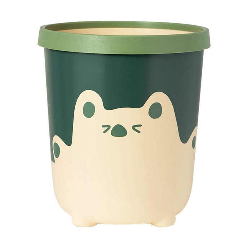 woobles Office Trashcan Trash Can Plastic Garbage Can Cute Round Wastebasket Trash Bin Waste Container for Home Kitchen Bathroom Office Yellow Green Office Trash Bin - Image 1