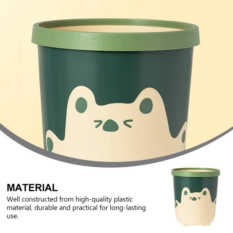 woobles Office Trashcan Trash Can Plastic Garbage Can Cute Round Wastebasket Trash Bin Waste Container for Home Kitchen Bathroom Office Yellow Green Office Trash Bin - Image 4
