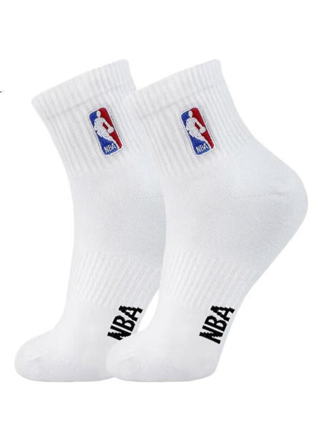 Men'S Socks, All-Season Casual Sports Socks, Seamless Cotton Socks, Combed Cotton Socks, Embroidered Training Running Basketball Socks, 5 Pairs Per Pack