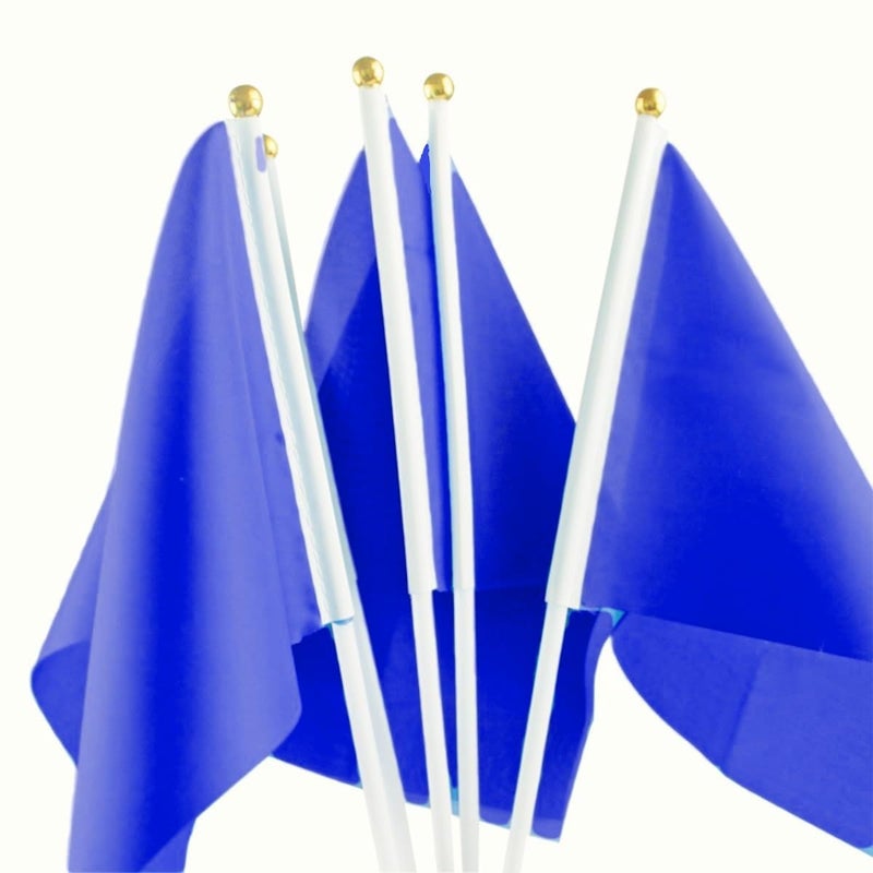 BIGTREE 50 Packs Plain Blue Hand-hold Mini Flag Solid Color DIY Graffiti Banner Referee Flag Party Parade Celebration Sports Kindergarten School Events Festival Outdoor Decoration 14 * 21cm/5.5 * 8.2in - Image 4