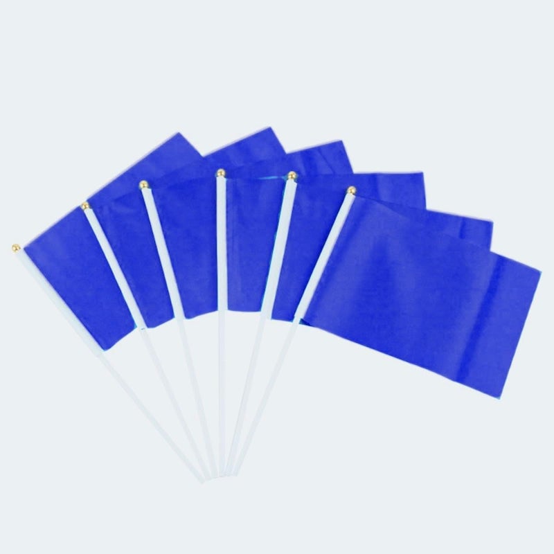 BIGTREE 50 Packs Plain Blue Hand-hold Mini Flag Solid Color DIY Graffiti Banner Referee Flag Party Parade Celebration Sports Kindergarten School Events Festival Outdoor Decoration 14 * 21cm/5.5 * 8.2in - Image 5