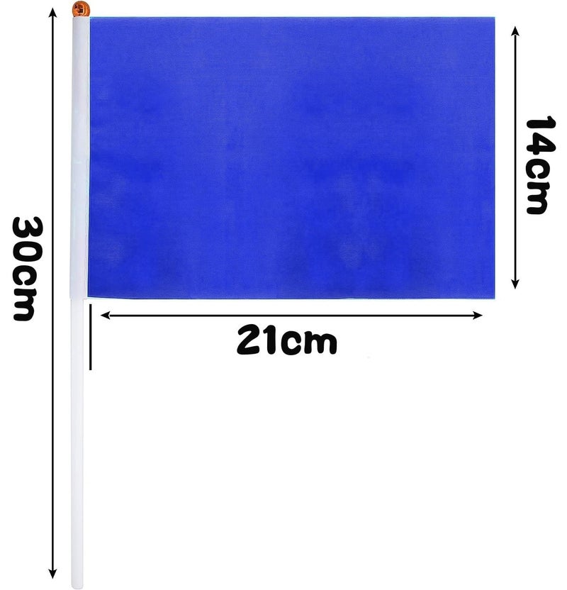 BIGTREE 50 Packs Plain Blue Hand-hold Mini Flag Solid Color DIY Graffiti Banner Referee Flag Party Parade Celebration Sports Kindergarten School Events Festival Outdoor Decoration 14 * 21cm/5.5 * 8.2in - Image 2