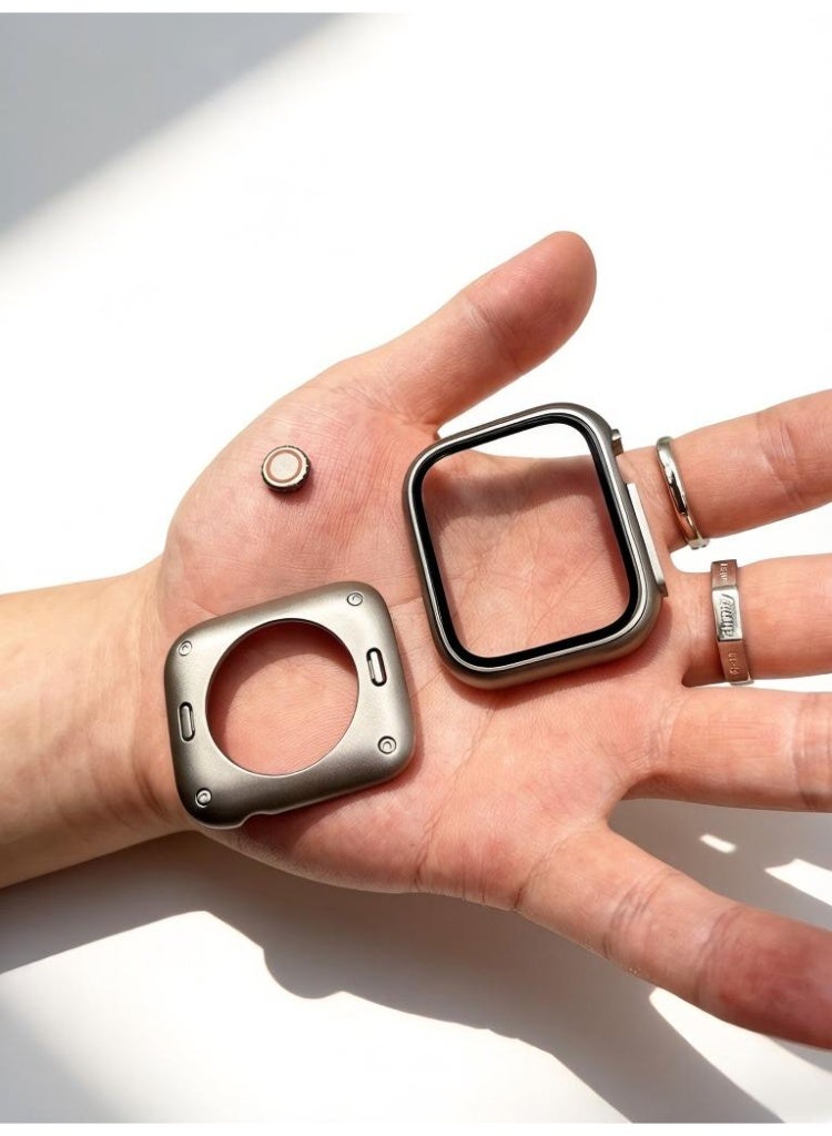 سام غطاء حماية كامل 360° متوافق مع ساعة iWatch Series   7/8/9 مقاس 45 مم مع زجاج مقوى لحماية الشاشة – كفر صلب مقاوم للماء - Image 4