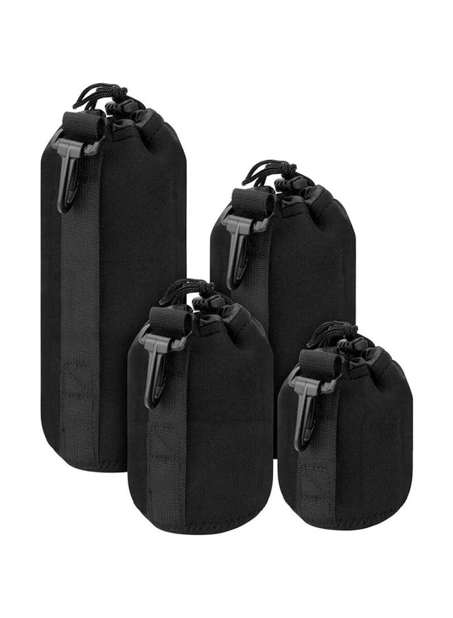4X Camera Lens Pouch Black Neoprene Drawstring Protector Case Set Waterproof - Image 5