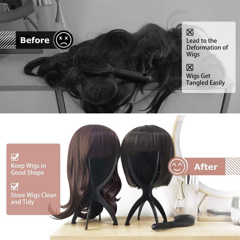 Dreamlover Wig Stand, Wig Head Stand, Wig Holder for Multiple Wigs, Black, 3 Pack - Image 5
