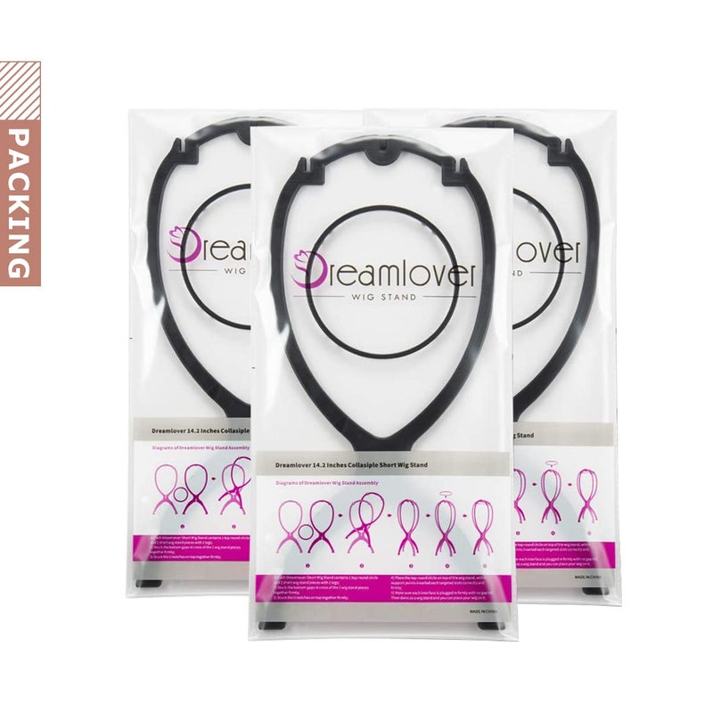 Dreamlover Wig Stand, Wig Head Stand, Wig Holder for Multiple Wigs, Black, 3 Pack - Image 2