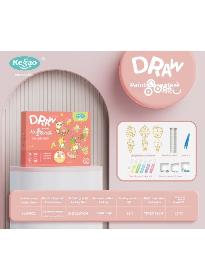 Children's Baking-free Painting Ice Glue DIY Handmade Graffiti Toy Goka Three-dimensional Crystal Painting Keychain Bracelet Necklace-Color:Dessert Ice Cream-6 Single Piece  - Image 1