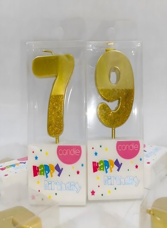 Juzfun Birthday Number Candles 9 for Kids Cake Topper Decoration Sparkle Gold Metallic Drip-Resistant Candles for Wedding Anniversary Graduation Retirement Nineth Year Celebration Size 5 x 3.5 cm - Image 2