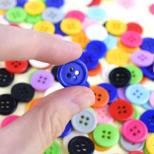 yuntop 300 Pack Colorful Buttons for Craft DIY 15 Assorted Colors Resin Round Buttons for Sewing Flatback Button with Box 4 Holes Crafts Buttons Mixed Color Manual Button DIY Handmade Ornament Buttons (15mm) - Image 4