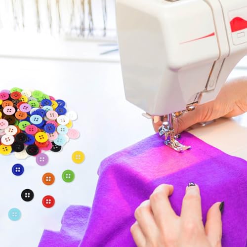 yuntop 300 Pack Colorful Buttons for Craft DIY 15 Assorted Colors Resin Round Buttons for Sewing Flatback Button with Box 4 Holes Crafts Buttons Mixed Color Manual Button DIY Handmade Ornament Buttons (15mm) - Image 5