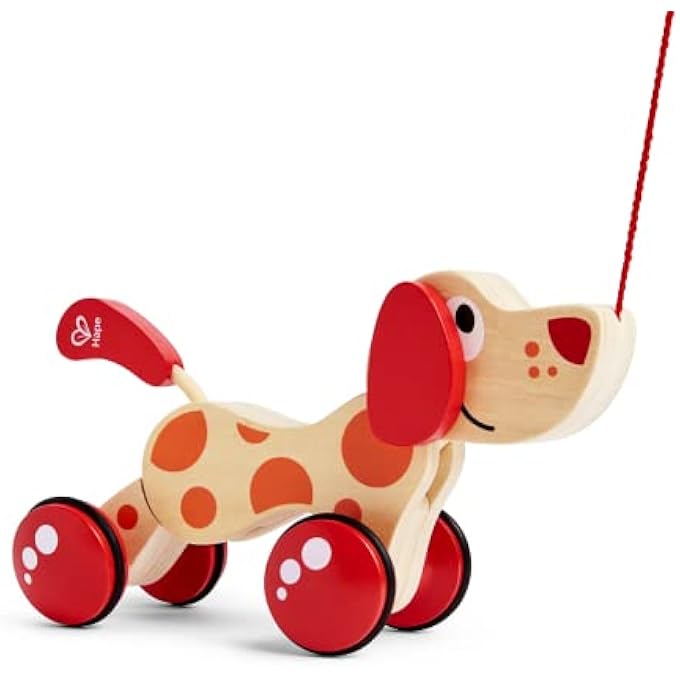 WALK-A-LONG PUPPY WOODEN PULL TOY FOR TODDLERS | SIT, STAND, ROLL | AWARD-WINNING TOY WITH RUBBER WHEELS | PROMOTES FINE MOTOR SKILLS, CREATIVITY, AND STORYTELLING | DURABLE AND IMAGINATIVE PLAY - Image 1