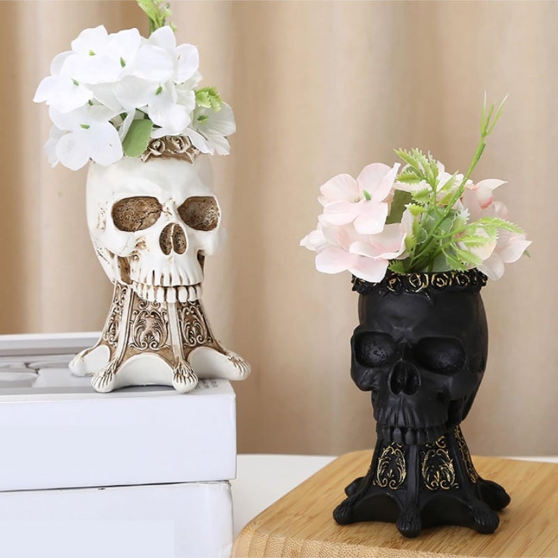Bathroom Toothbrush Storage Organizer Skull Toothbrush Toothpaste Holder for Bathroom Resin Pen Home Office Home Kitchen(White) - Image 2