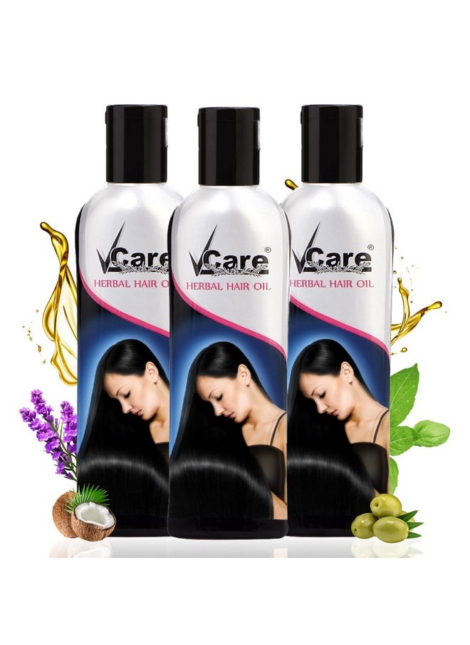 VCare VCare Herbal Hair Oil For Men And Women | Reduces Hair Fall & Dandruff | Helps Hair Growth With 13+ herbal oils |Ideal For All Type Hair Growth 100ml Pack of 3  - Image 1