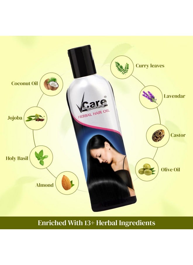VCare VCare Herbal Hair Oil For Men And Women | Reduces Hair Fall & Dandruff | Helps Hair Growth With 13+ herbal oils |Ideal For All Type Hair Growth 100ml Pack of 3  - Image 4