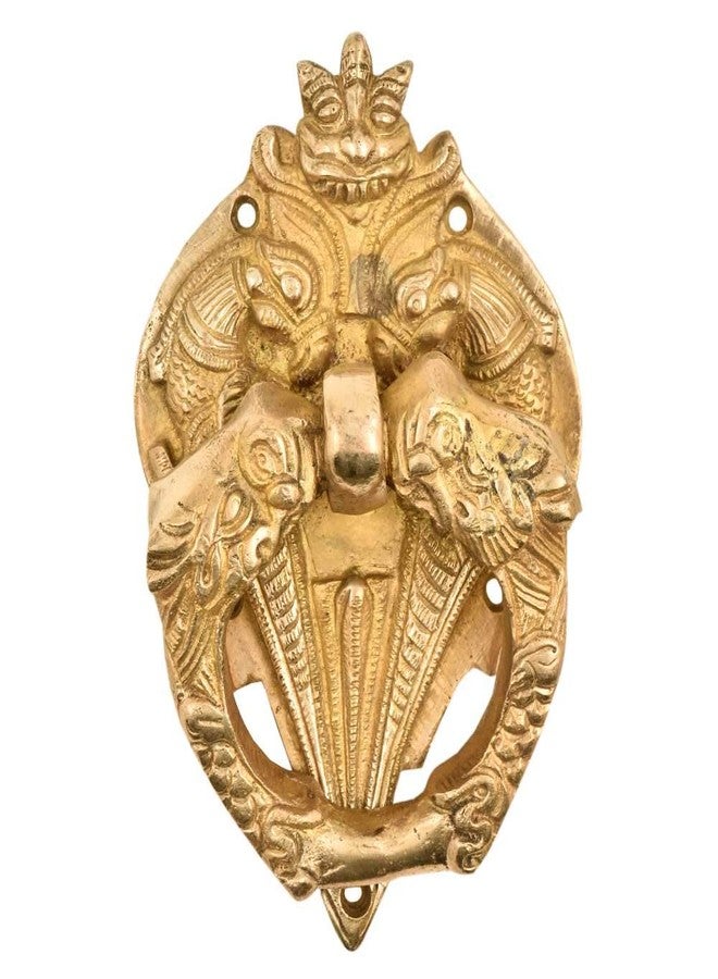 Indian-Shelf Bat Face Upon Birds Brass Door Knockers - Georgious Door Decoration - Gold Brass Door Accessories - 14.22 Cm - Image 1