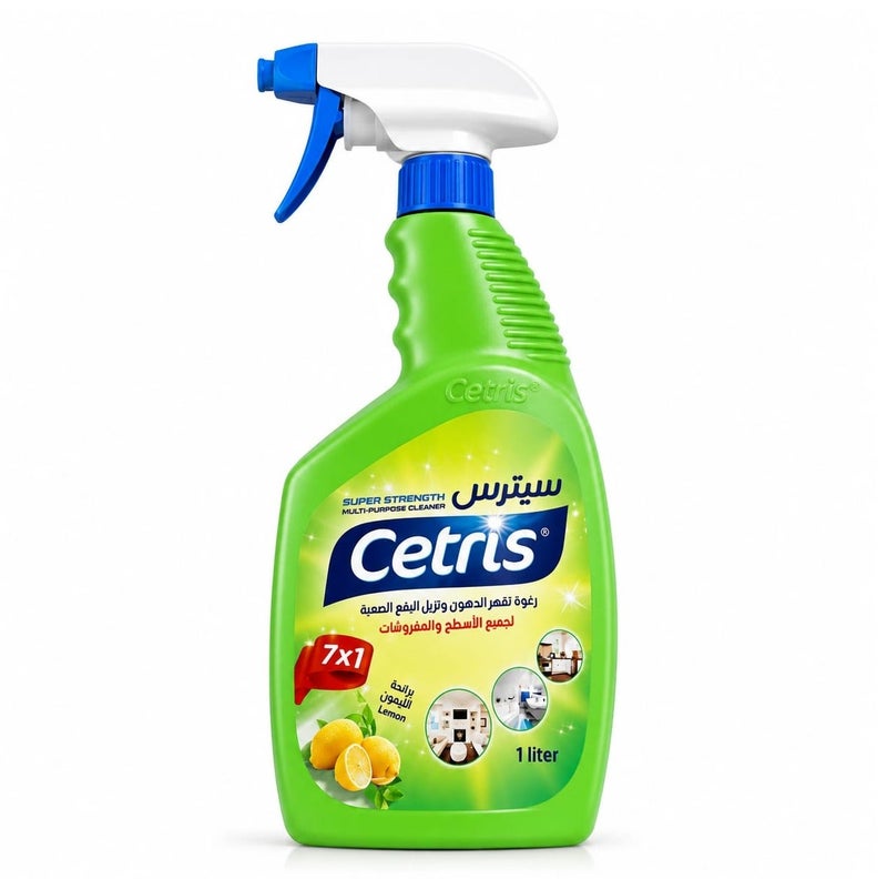 Cetris 7 in 1 Multi-Purpose Foam Cleaner Lemon Scent for Tough Grease & Stain Removal on Surfaces and Fabrics 1L - Image 1