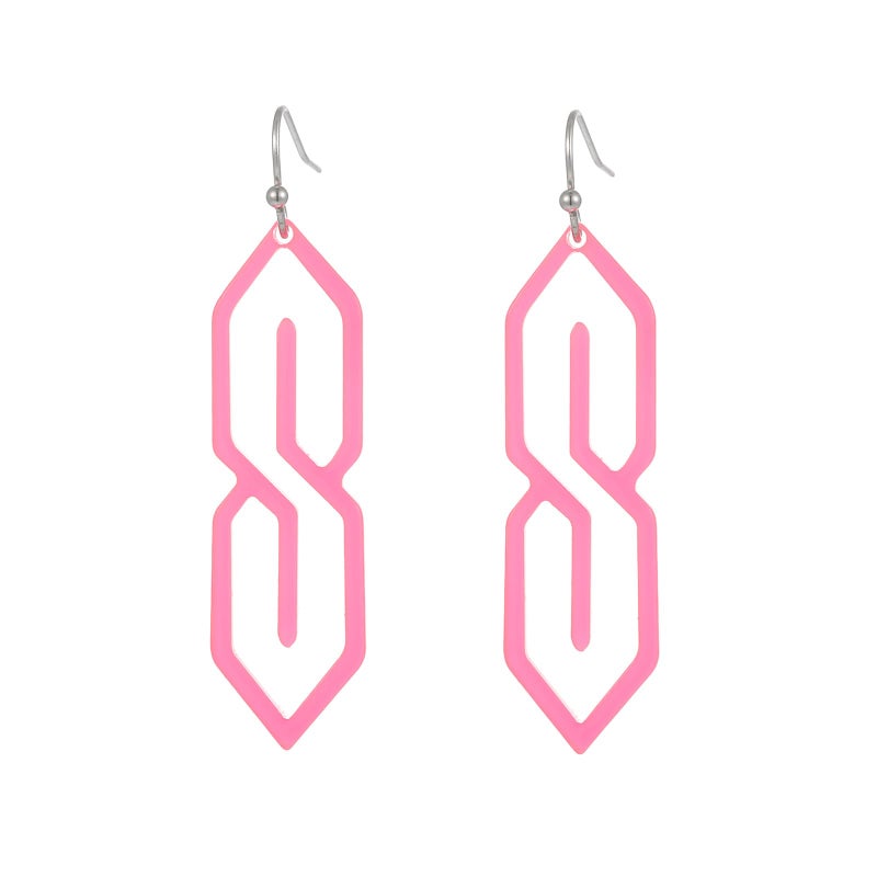 Madison Tyler 80s 90s Earrings for Women | Funny Pink S Letter Dangle Earrings | 80S 90s Vintage Jewelry for Women - Image 1