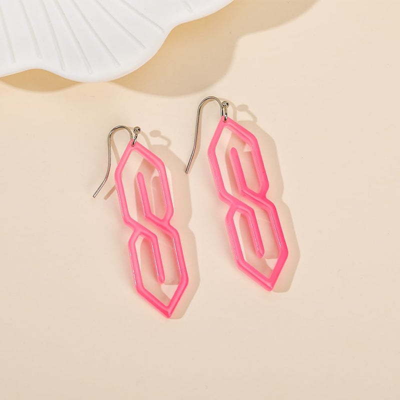 Madison Tyler 80s 90s Earrings for Women | Funny Pink S Letter Dangle Earrings | 80S 90s Vintage Jewelry for Women - Image 5